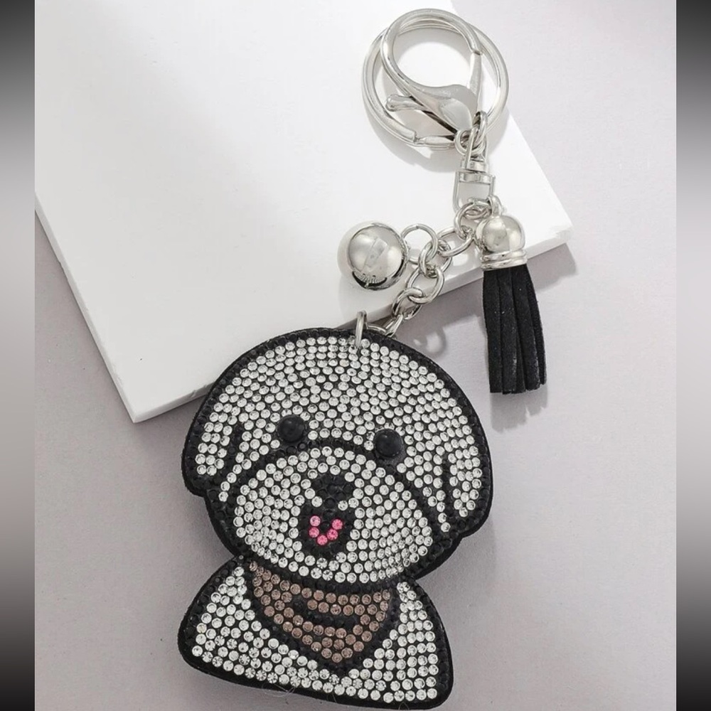 Bichon Rhinestone Keychain - Picture 3 of 4